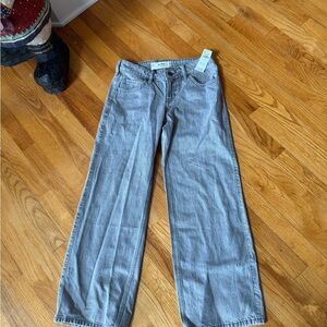 Hollister Low Rise Baggy Jeans Gray Size 0 Short NWT